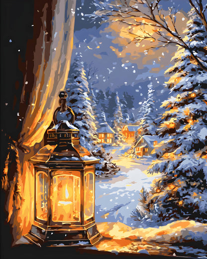Paint by Numbers on a 40*50 cm frame. Landscape. Winter Night LW 3549