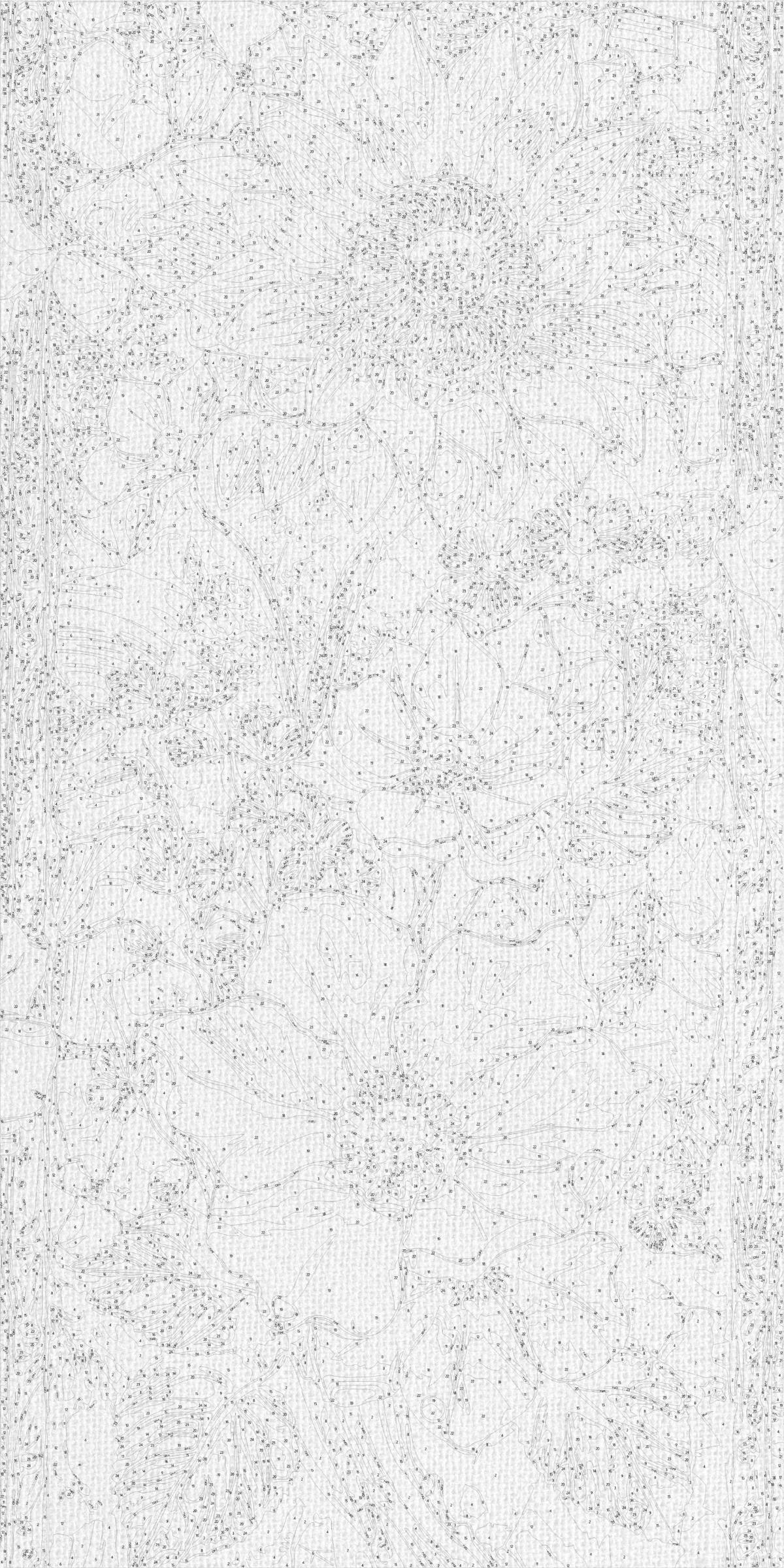 Malowanie po numerach 40×80 cm – Delikatne kwiaty – Kwiaty z farbami metalicznymi – LW 5101