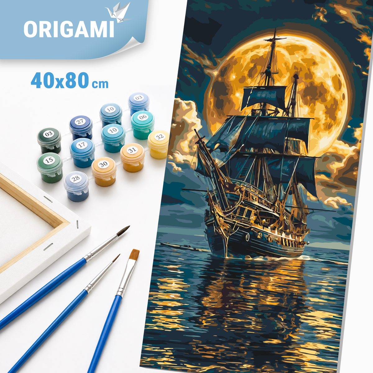 Paint by numbers on a 40*80 cm frame. Ship on the Sea LW 5108