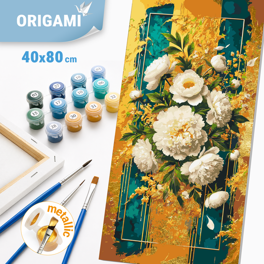 Malowanie po numerach 40x80 cm Promienne kwiaty (metalik) LW 5110