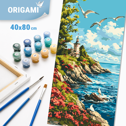 Malowanie po numerach 40x80 cm - Morski poranek - Pejzaż LW 5118