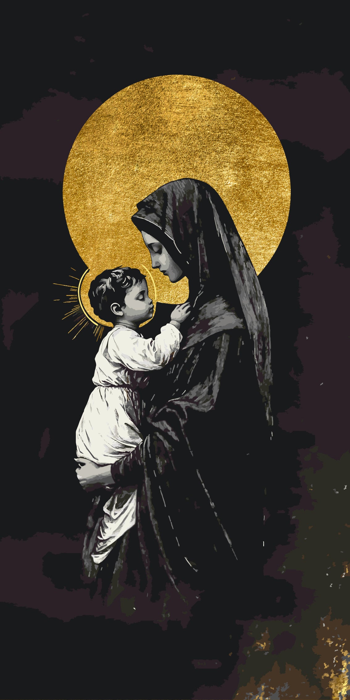 Malowanie po numerach 40x80 cm - Maria i Jezus (metalik) LW 5128