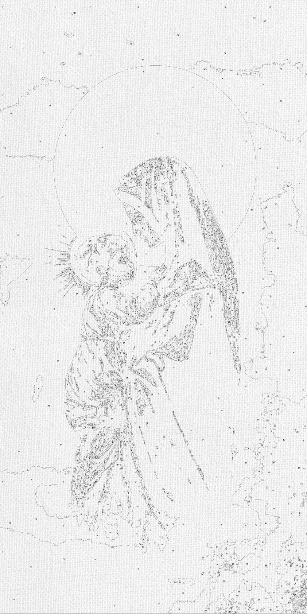 Malowanie po numerach 40x80 cm - Maria i Jezus (metalik) LW 5128