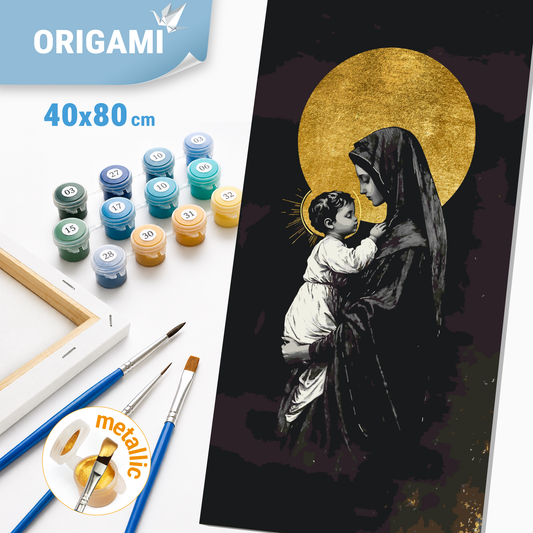 Paint by Numbers on a 40x80 cm frame - Mary and Jesus - Religion with Metallic Paints - LW 5128