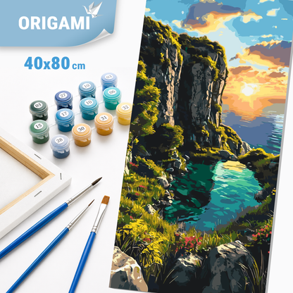 Malowanie po numerach 40x80 cm - Wieczorna zatoka - Pejzaż LW 5129