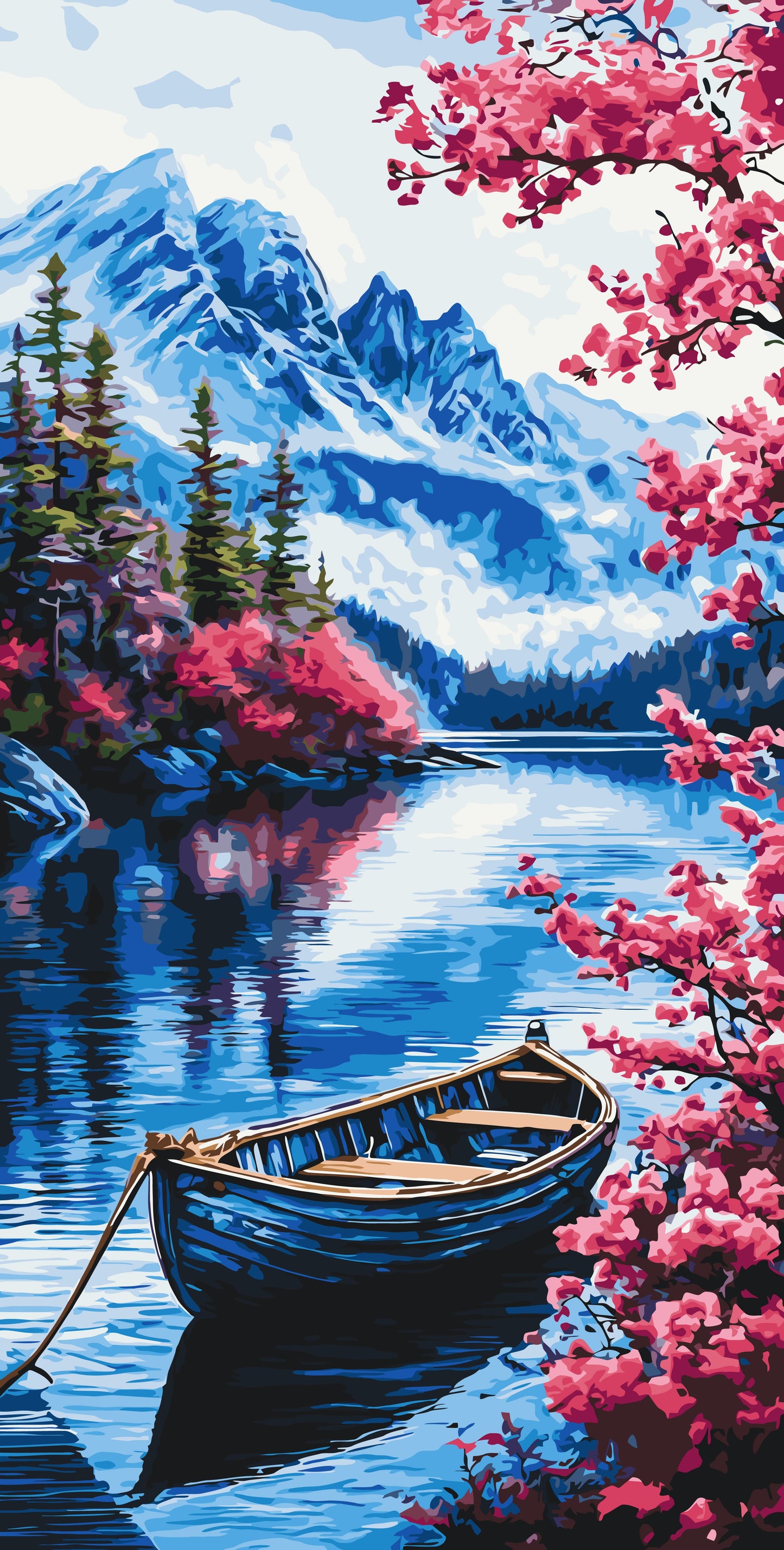 Malowanie po numerach 40x80 cm - Alpejski poranek - Pejzaż LW 5132