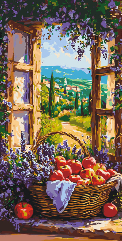 Malowanie po numerach 40x80 cm - Koszyk owoców - Pejzaż LW 5133