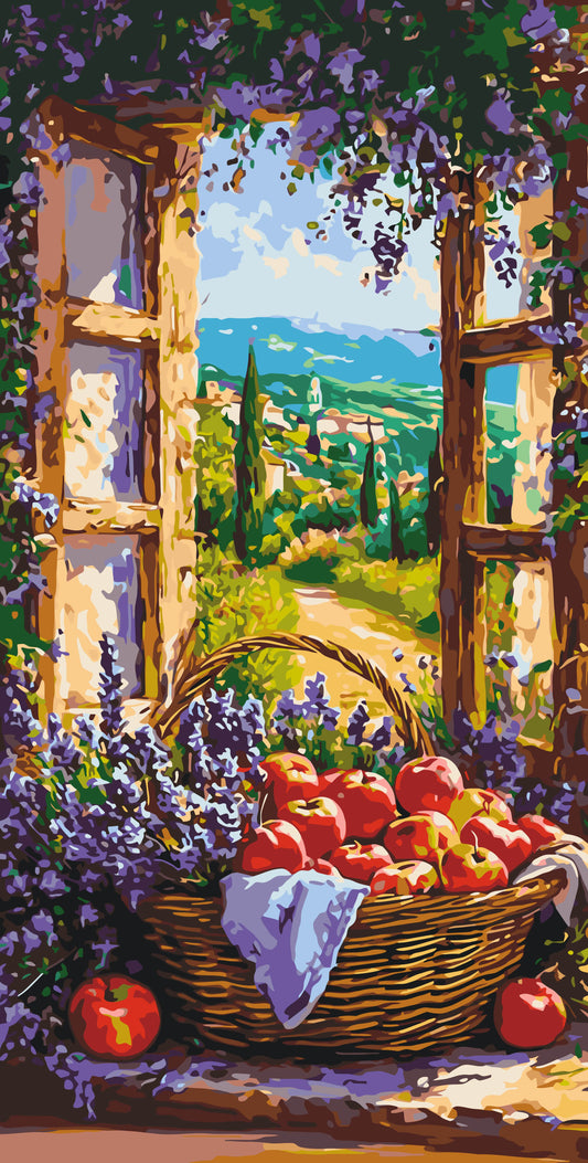 Malowanie po numerach 40x80 cm - Koszyk owoców - Pejzaż LW 5133