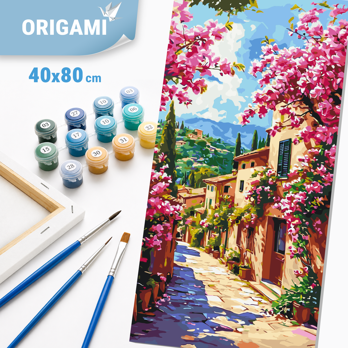 Malowanie po numerach 40x80 cm - Uliczka w Toskanii - Pejzaż LW 5135
