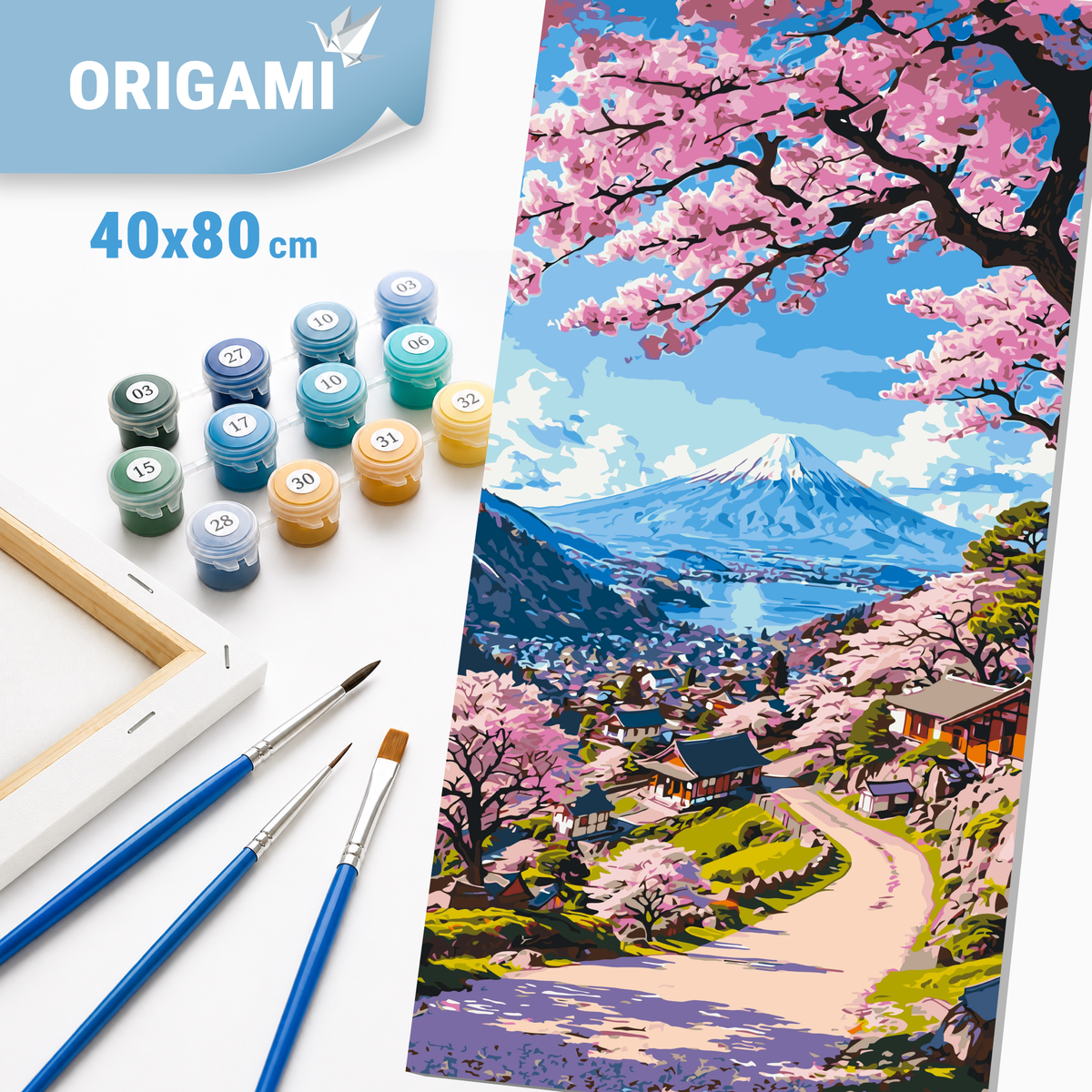 Malowanie po numerach 40×80 cm – Piękno japońskiej sakury – Pejzaż – LW 5141