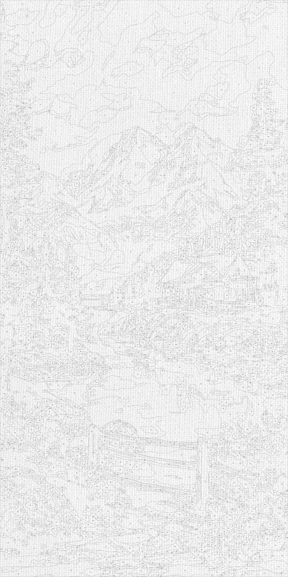 Malowanie po numerach 40x80 cm - Spokój szczytów - Pejzaż LW 5146