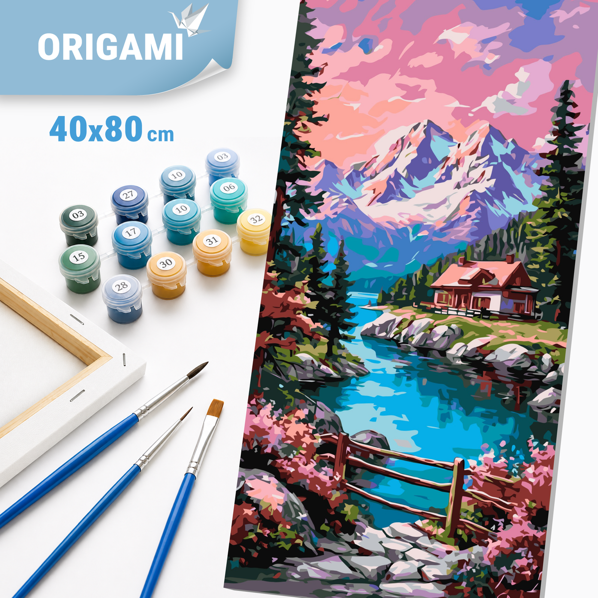 Malowanie po numerach 40x80 cm - Spokój szczytów - Pejzaż LW 5146