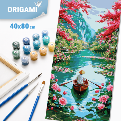 Malowanie po numerach 40x80 cm - Spokój Wschodu - Pejzaż LW 5149