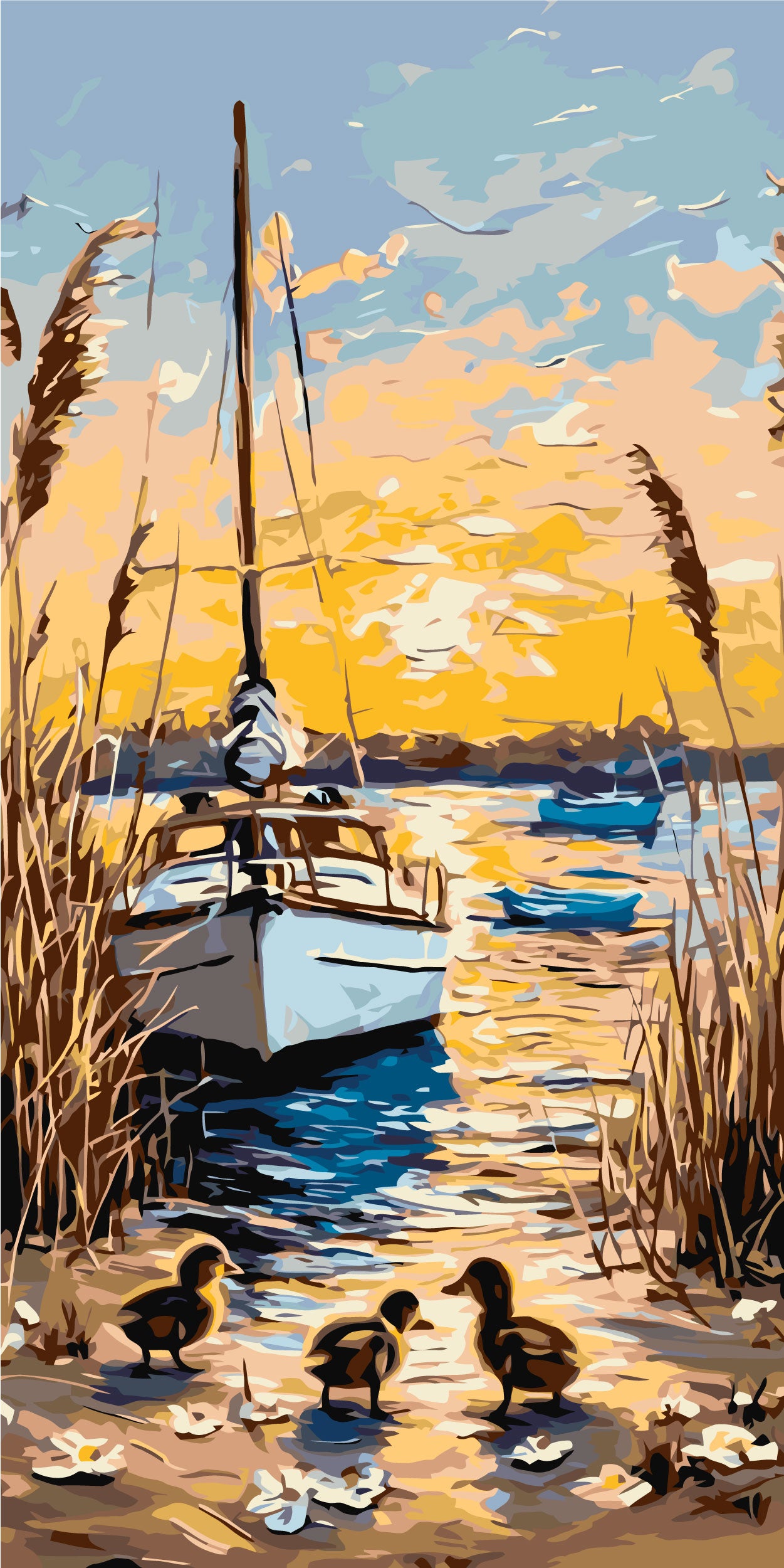 Malowanie po numerach 40x80 cm - Letni wieczór - Pejzaż LW 5150