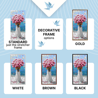 Malowanie po numerach 40×80 cm – Objęcie róż – Ludzie/Kwiaty – LW 5152