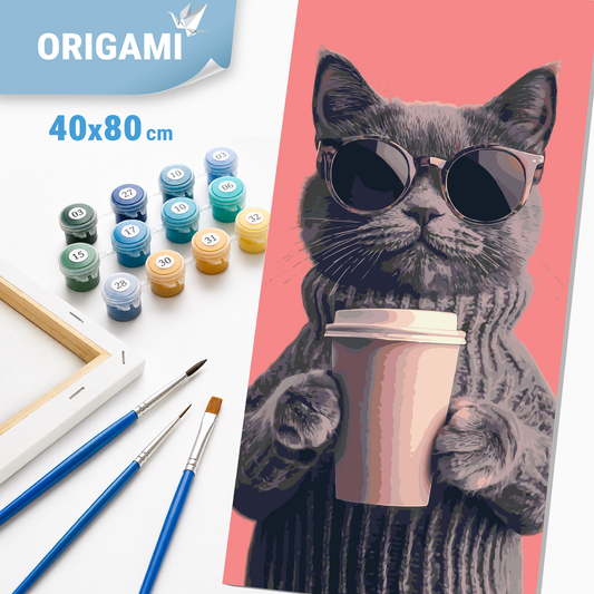 Paint by Numbers on a 40x80 cm frame - Cat Vibe - Animals - LW 5156