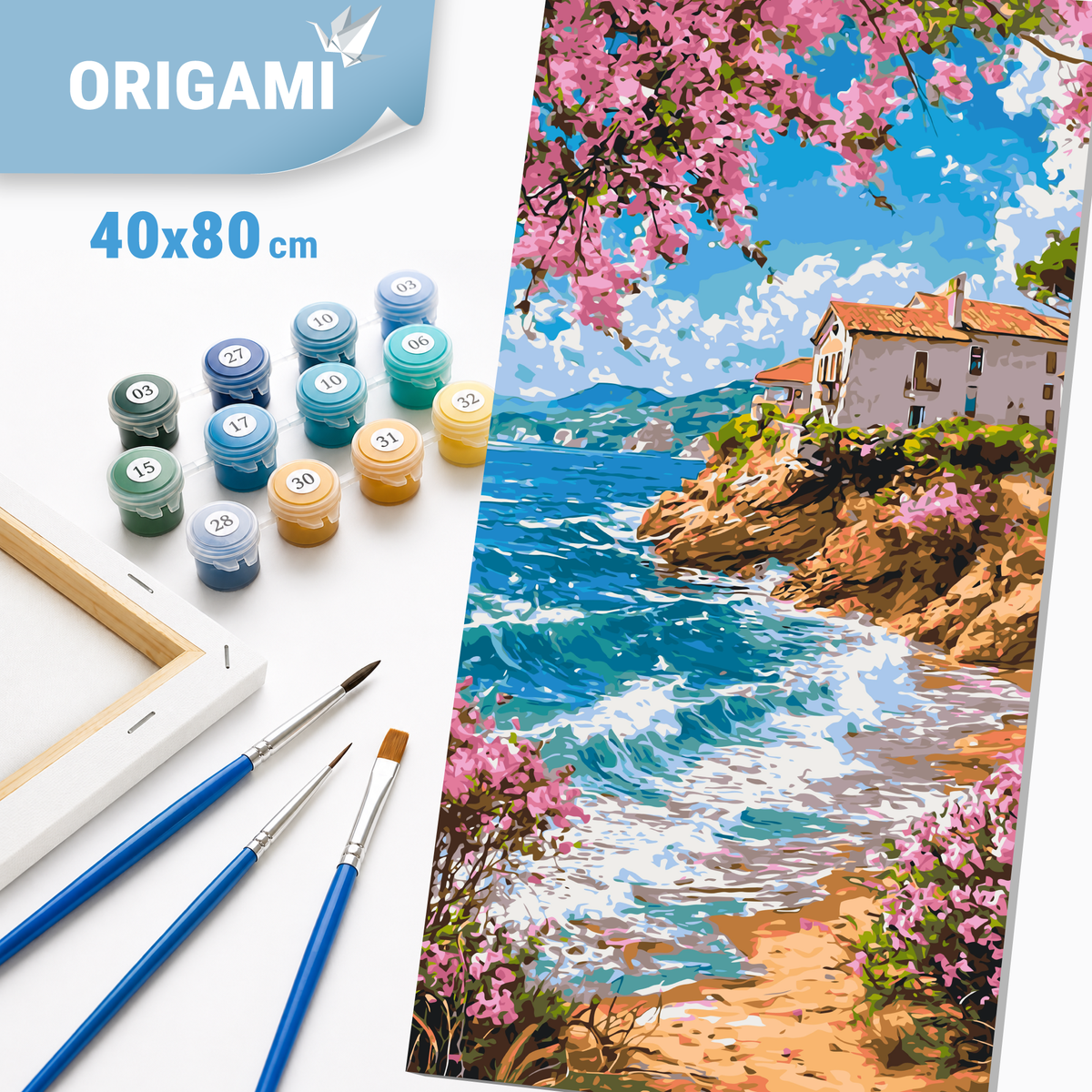 Malowanie po numerach 40x80 cm - Poranek na brzegu - Pejzaż LW 5161