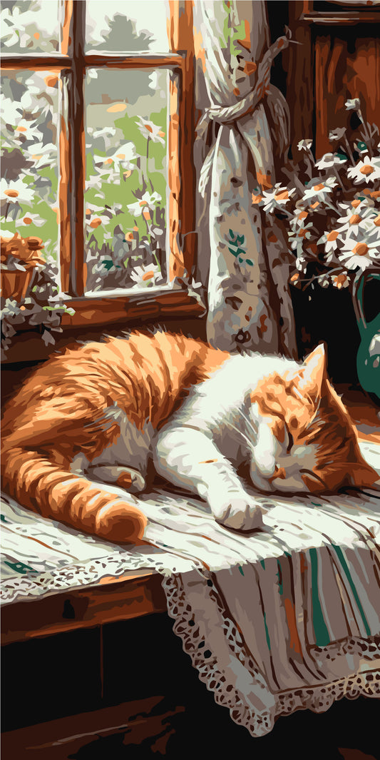 Malowanie po numerach na ramie 40x80 cm Zwierzęta. Rudy kocur LW 5163