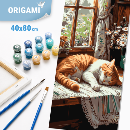 Paint by Numbers on frame 40*80 cm Animals. Red cat LW 5163