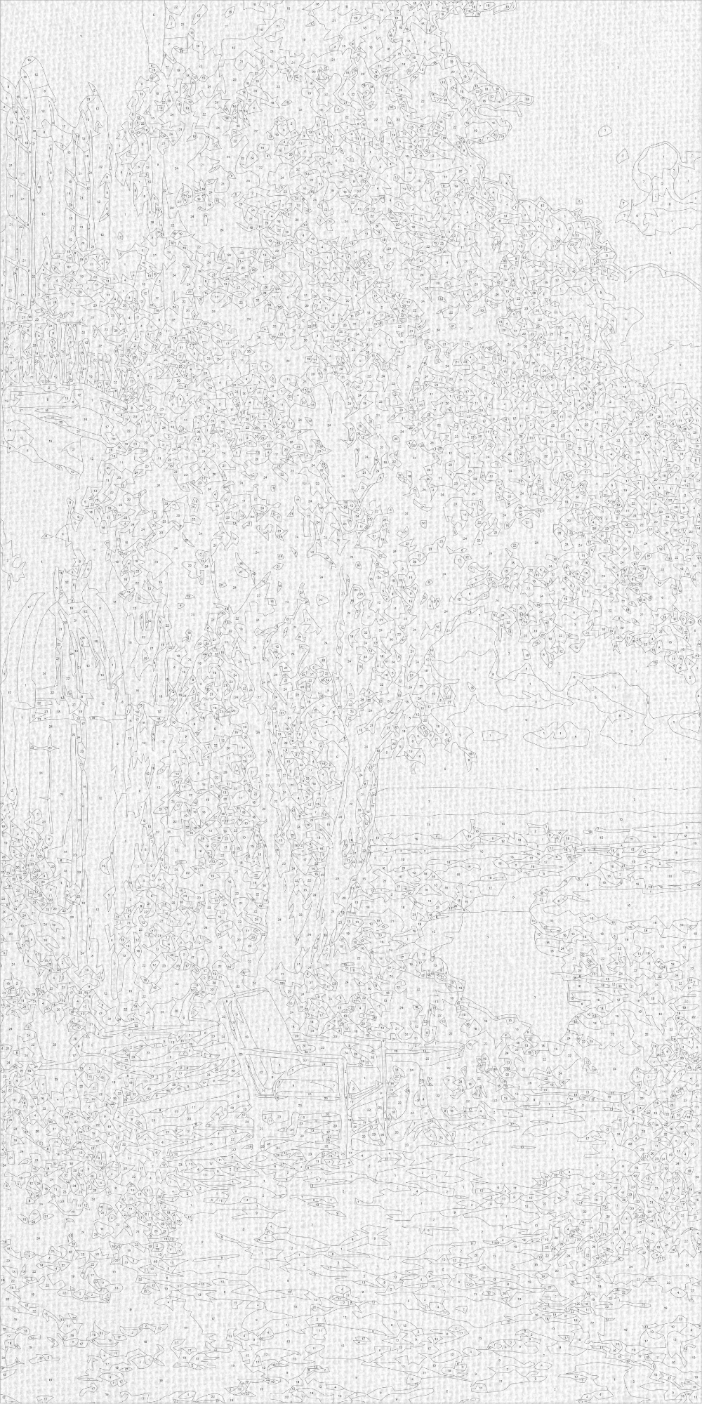 Malowanie po numerach 40x80 cm - Ogród nad rzeką - Pejzaż LW 5168