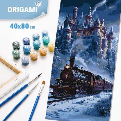 Malowanie po numerach 40×80 cm – Zimowa droga do marzeń – Pejzaż – LW 5173