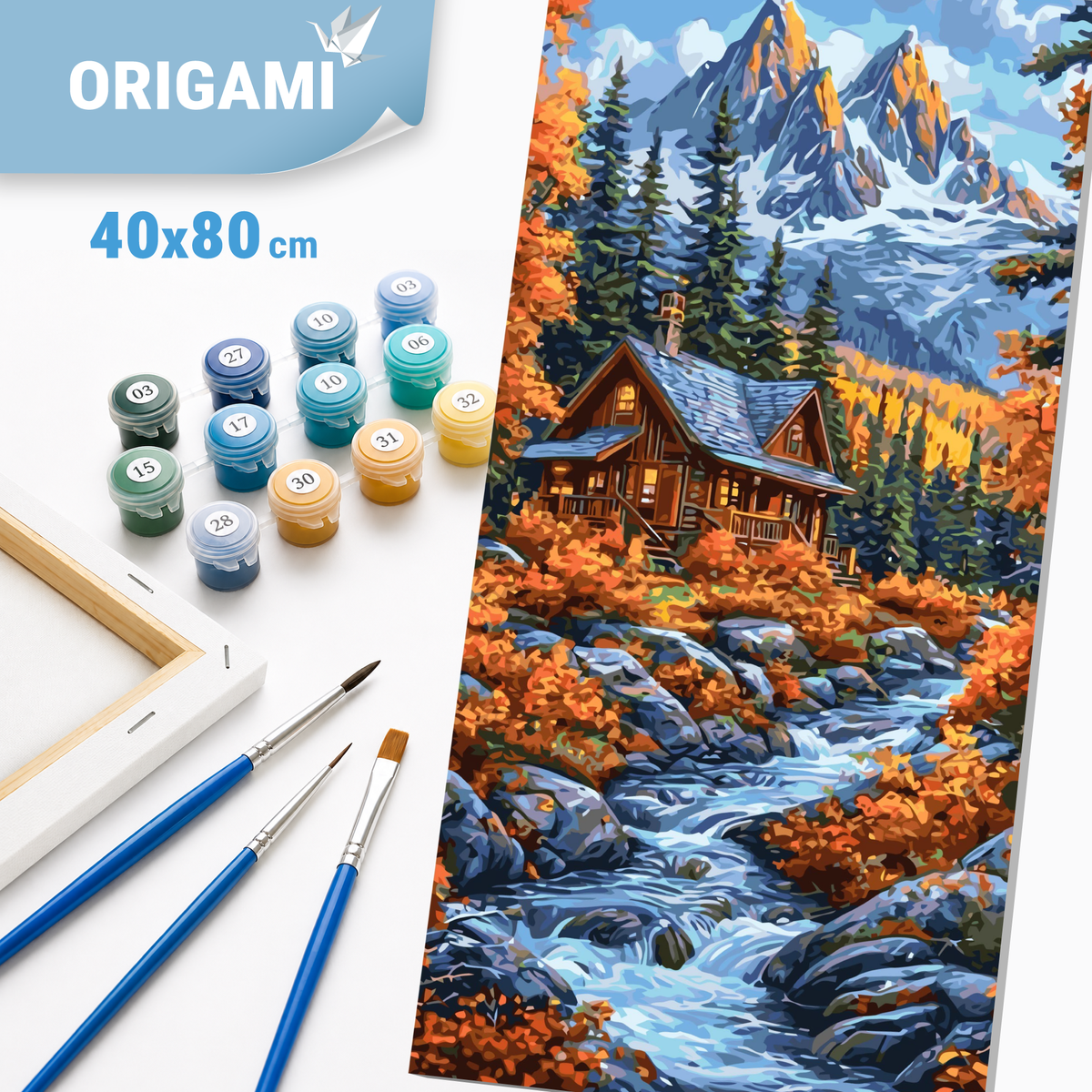 Malowanie po numerach 40x80 cm - Jesienny las - Pejzaż LW 5175