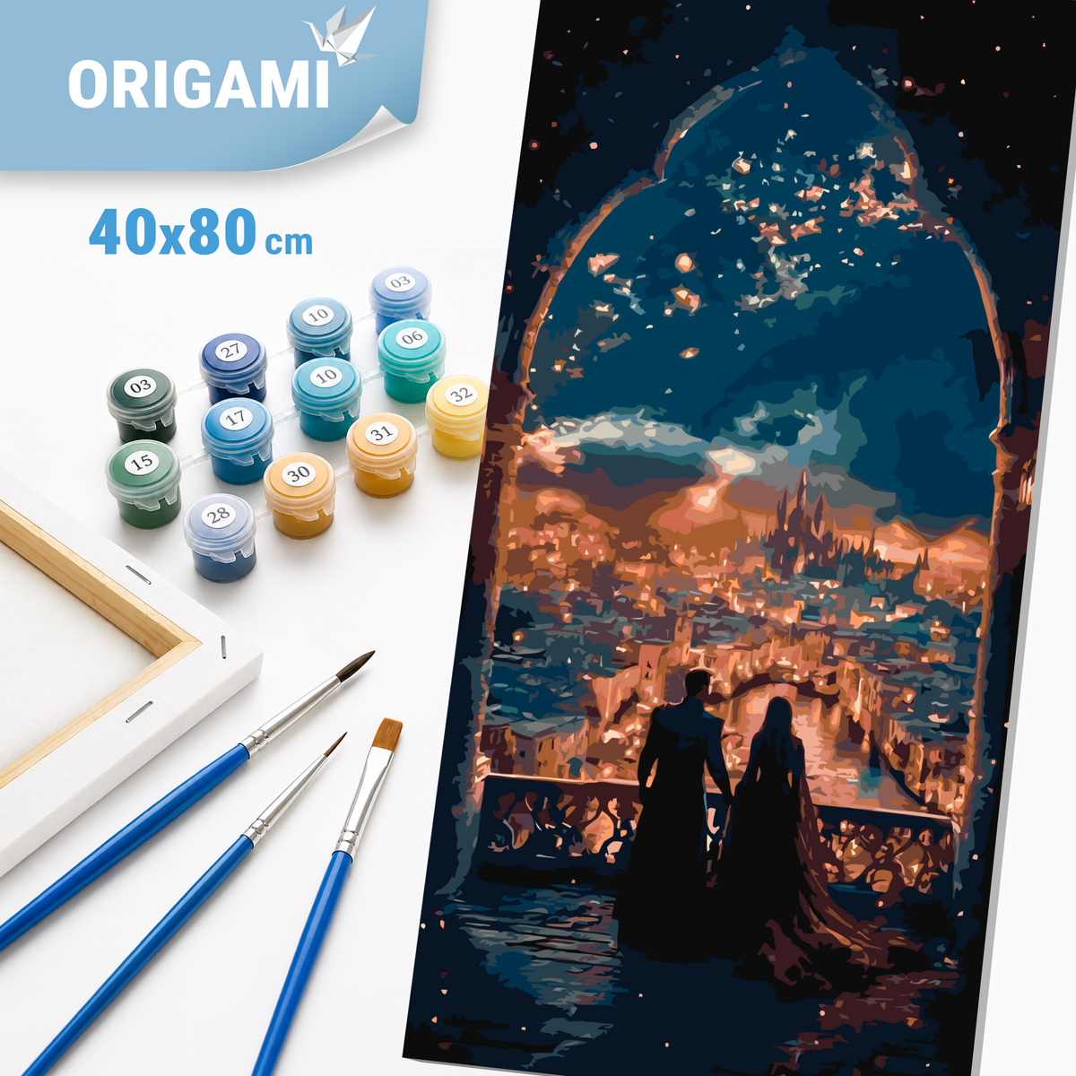 Malowanie po numerach 40×80 cm – Romantyka pod gwiaździstym niebem – Pejzaż – LW 5180