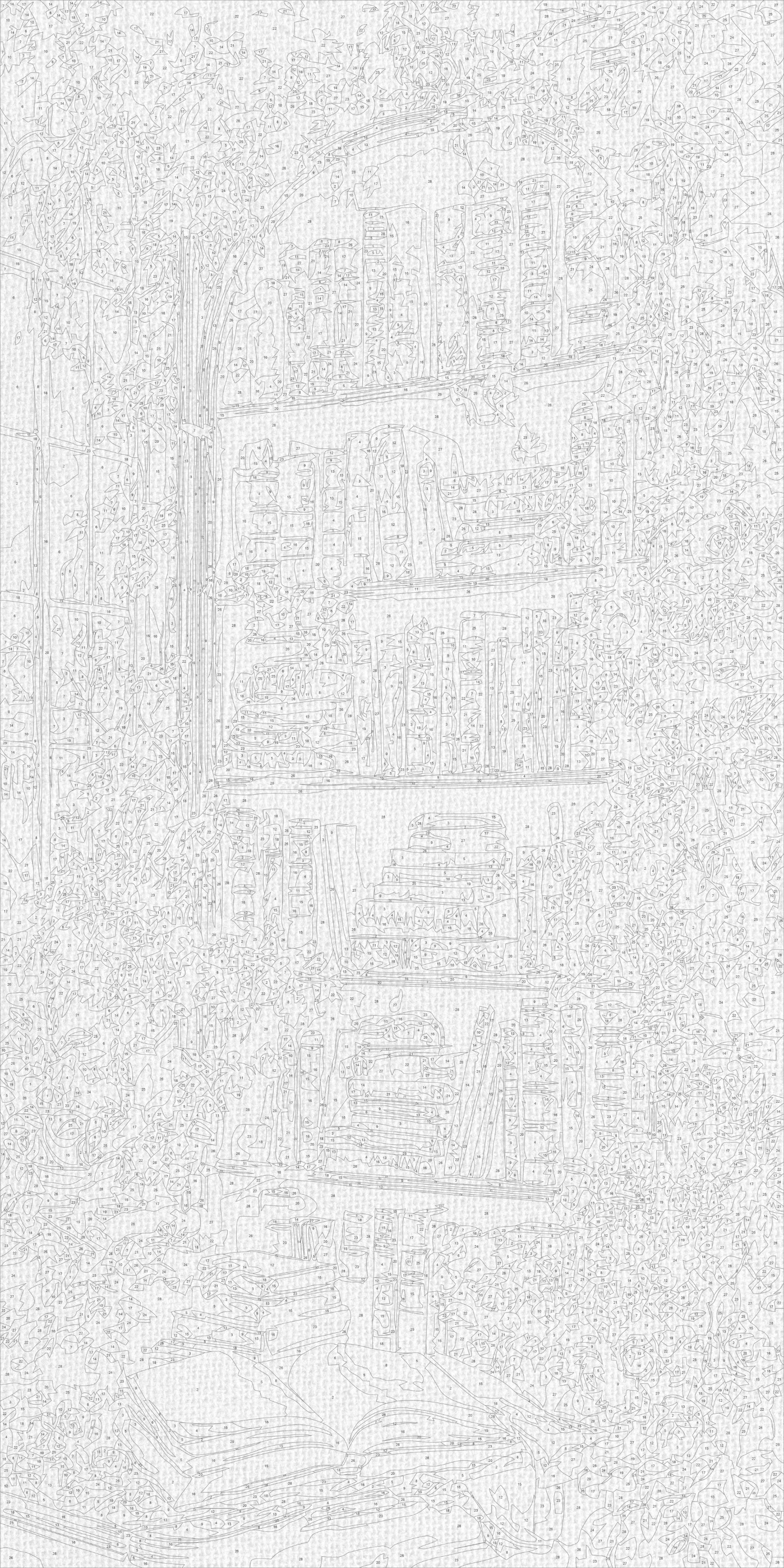 Malowanie po numerach 40x80 cm - Biblioteka pod bluszczem LW 5182