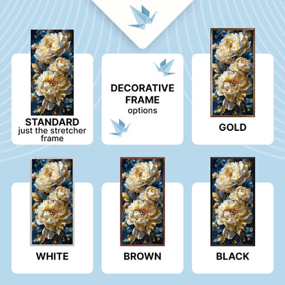 Malowanie po numerach 40x80 cm - Królewskie piwonie (metalik) LW 5185
