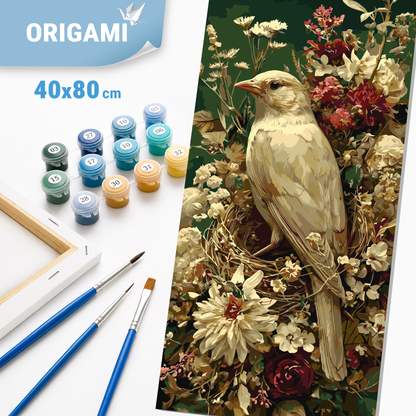 Malowanie po numerach 40x80 cm - Ptaszek wśród płatków LW 5189