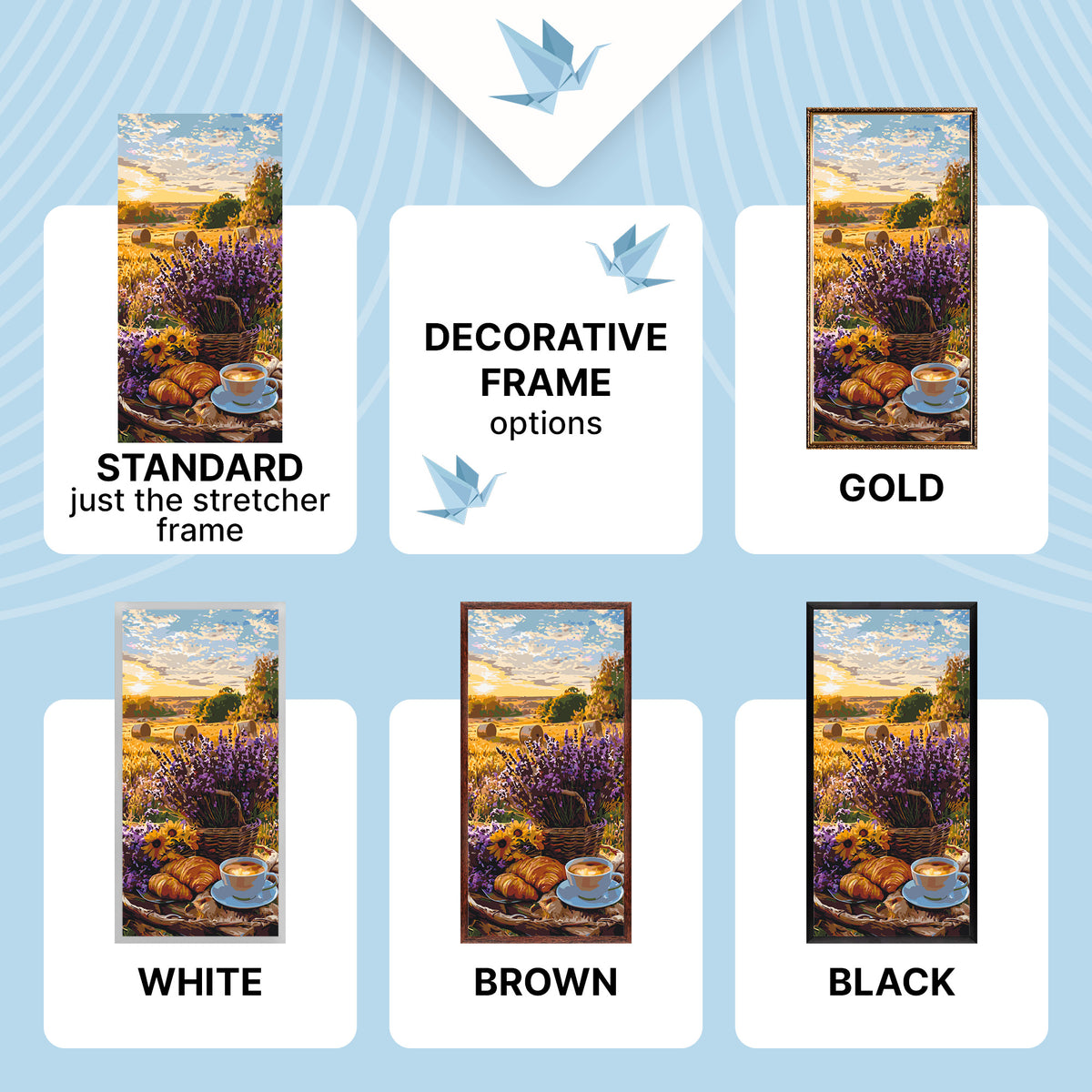 Malowanie po numerach 40×80 cm – Lawendowy poranek – Pejzaż/Kwiaty – LW 5190
