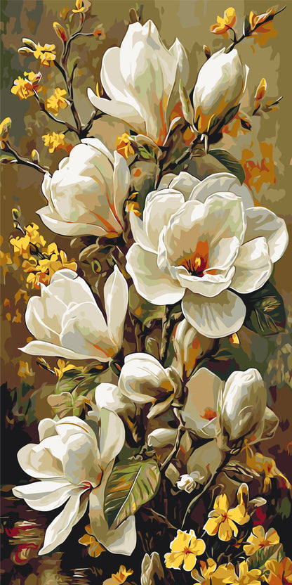 Malowanie po numerach 40x80 cm - Kwitnąca magnolia - Kwiaty LW 5194
