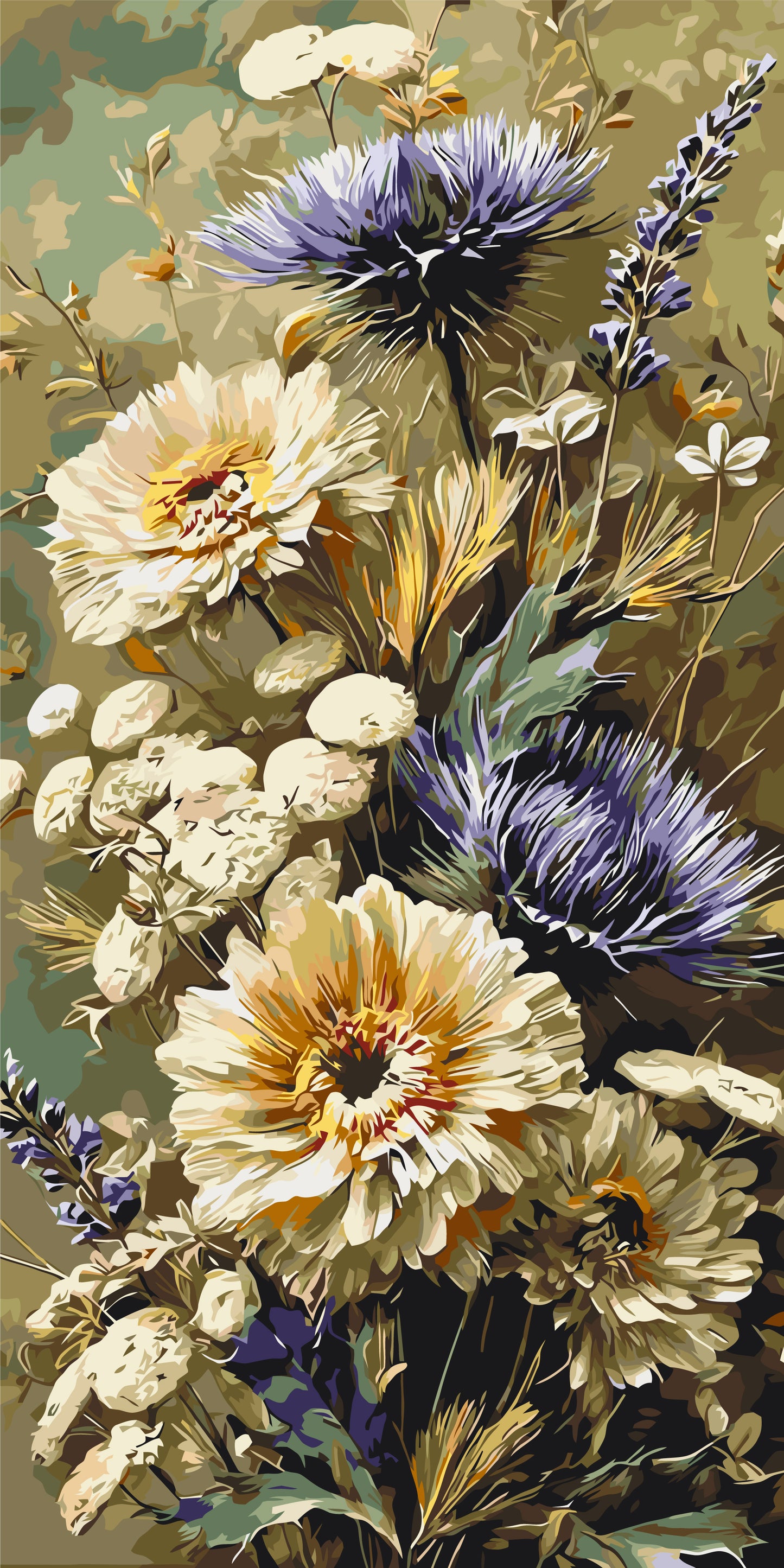 Malowanie po numerach 40x80 cm - Polny bukiet - Kwiaty LW 5195