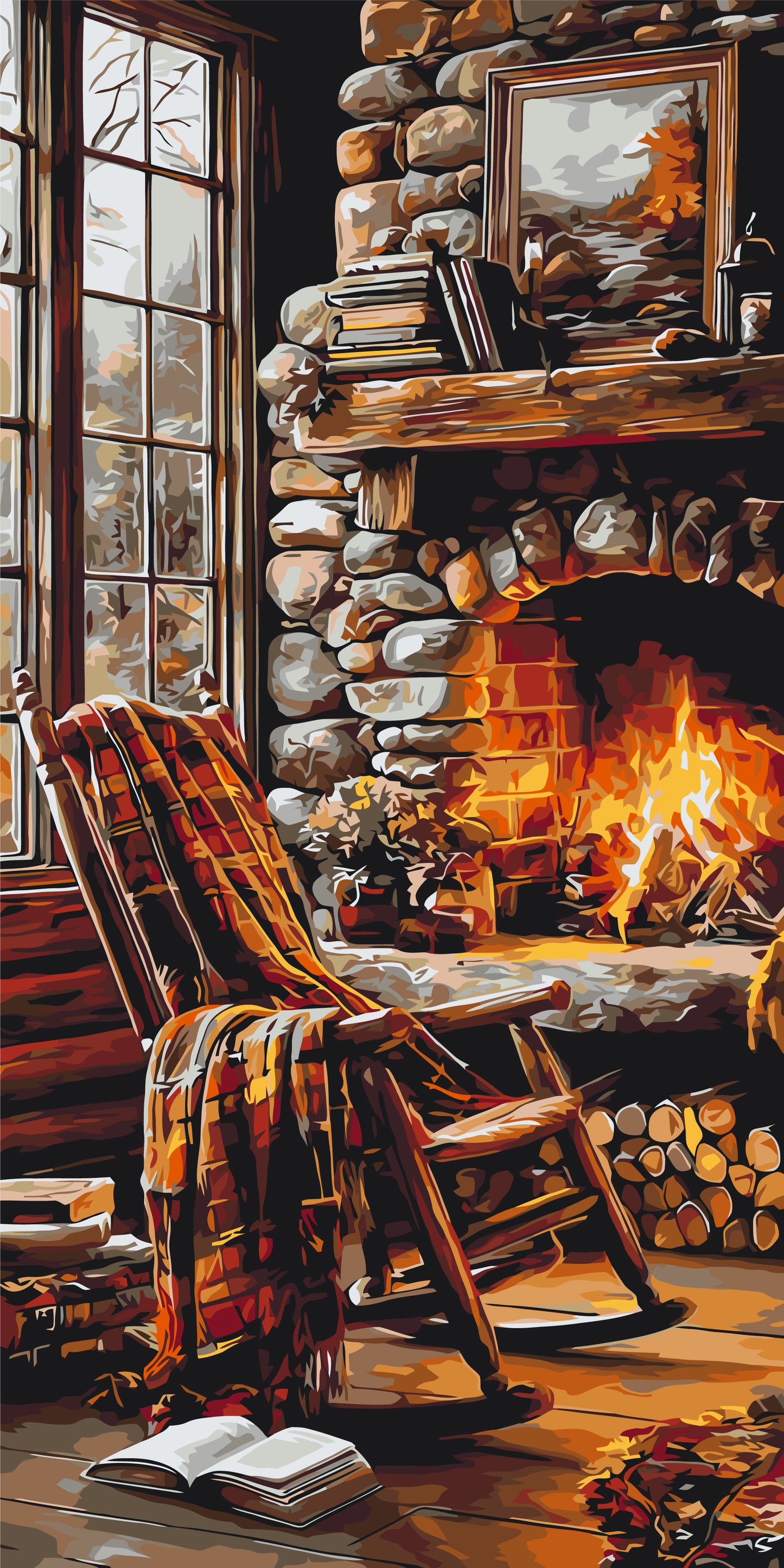 Malowanie po numerach 40x80 cm - Domowe ognisko LW 5202