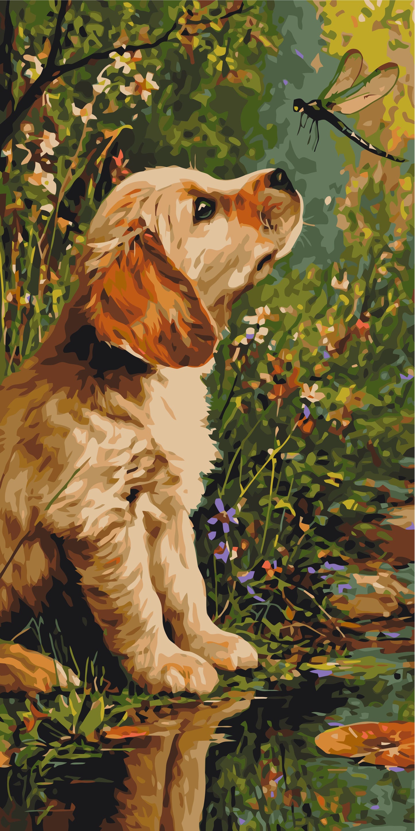 Malowanie po numerach 40x80 cm - Piesek i owad - Zwierzęta LW 5204