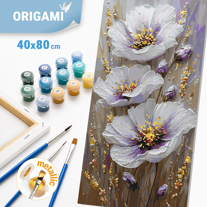 Malowanie po numerach 40x80 cm - Delikatne kwiaty (metalik) LW 5207