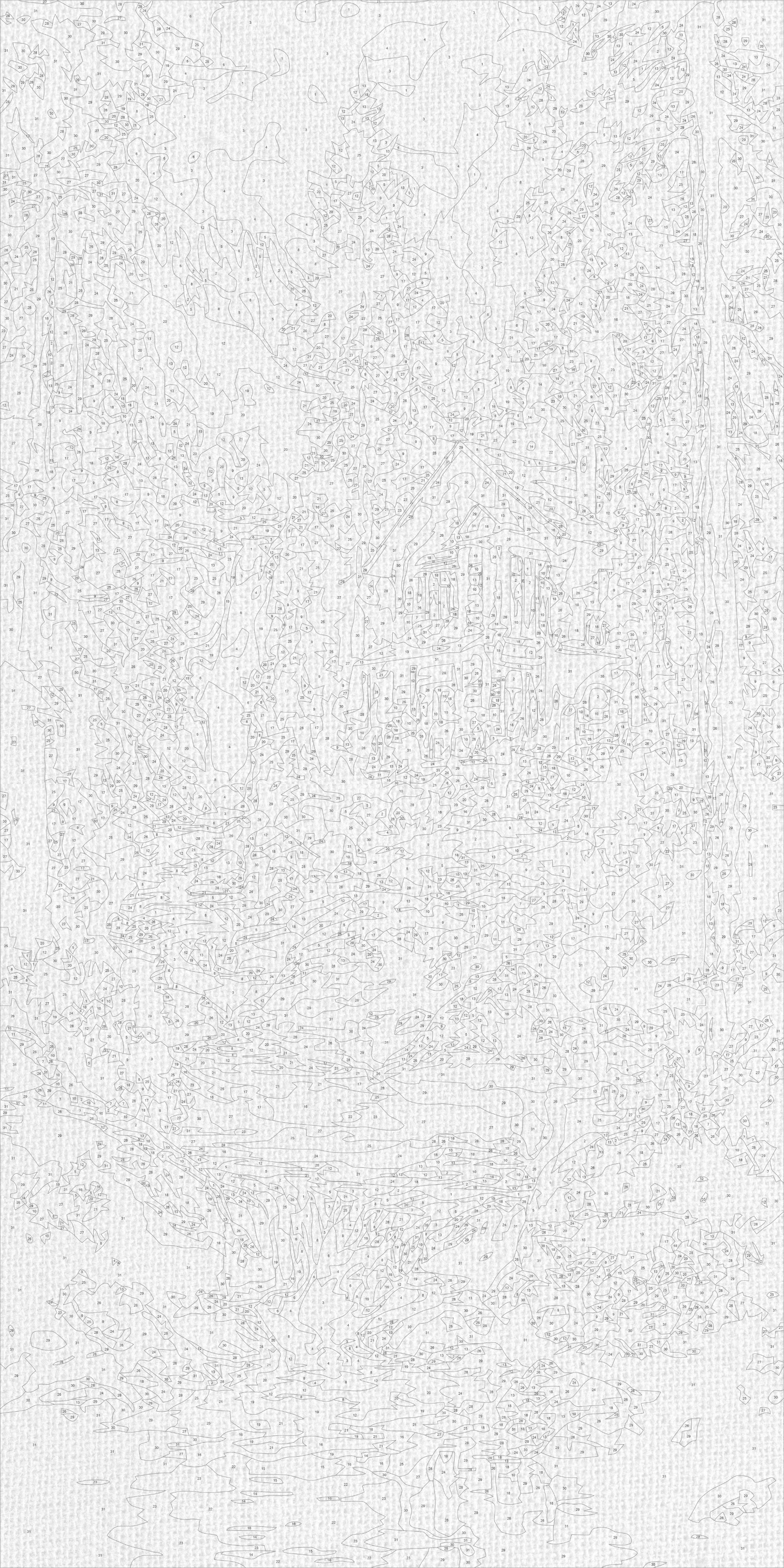 Malowanie po numerach 40×80 cm – Domek przy wodospadzie – Pejzaż – LW 5213