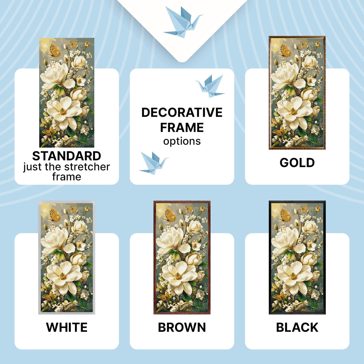 Malowanie po numerach 40x80 cm - Magnolie i motyle (metalik) LW 5218
