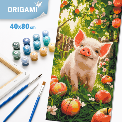 Malowanie po numerach 40x80 cm - Szczęśliwa świnka - Zwierzęta LW 5222