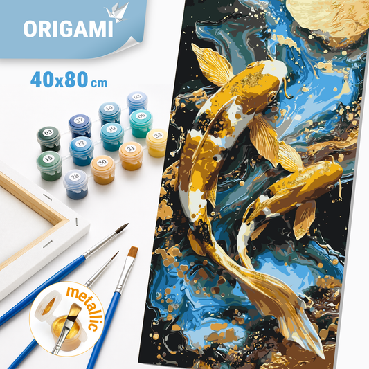 Paint by Numbers on a 40x80 cm frame - Koi Fish - Animals with Metallic Paints - LW 5225