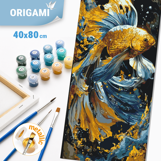 Paint by Numbers on a 40x80 cm frame - Fish of Fortune - Animals with Metallic Paints - LW 5226