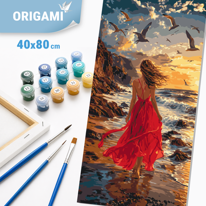 Malowanie po numerach 40×80 cm – Ku horyzontowi – Pejzaż/Ludzie – LW 5241