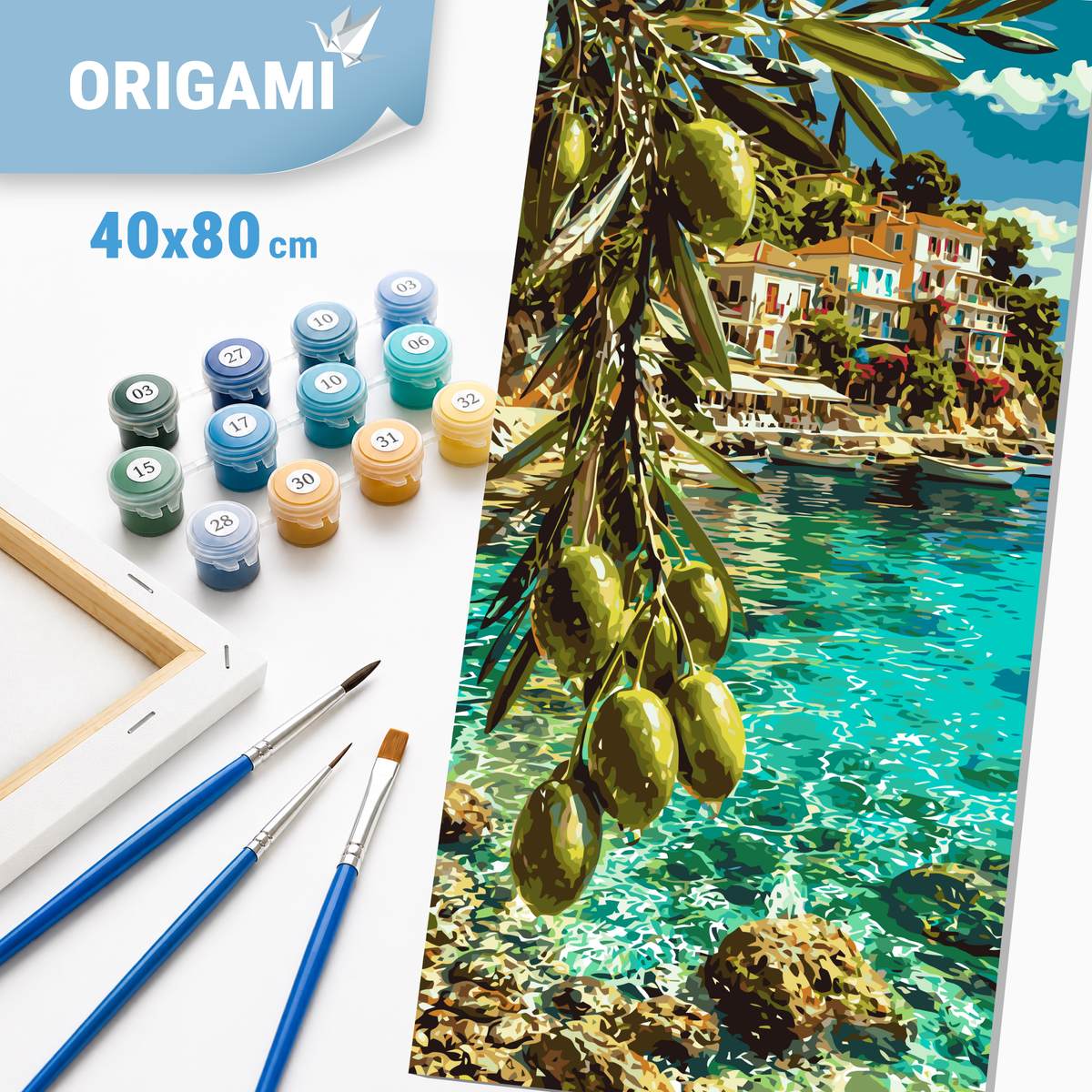 Malowanie po numerach 40×80 cm – Śródziemnomorski sen – oliwny raj – Pejzaż – LW 5247