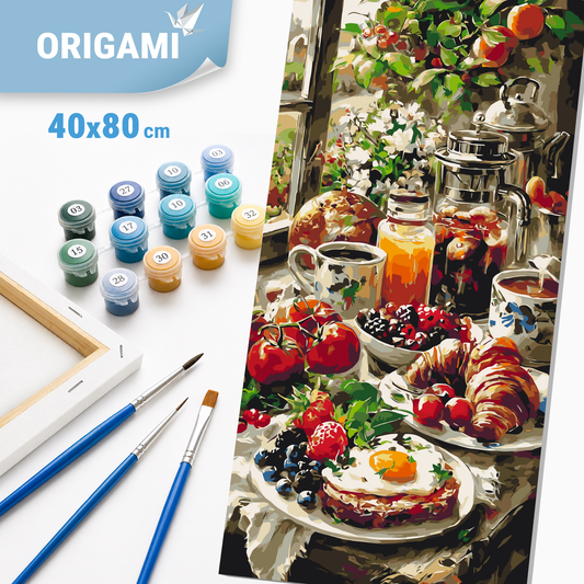 Paint by Numbers on a 40x80 cm frame - Breakfast in the Garden - Still Life - LW 5255