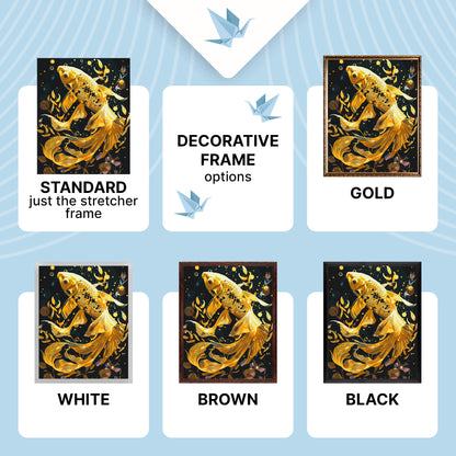 Paint by Numbers on a 40*50 cm frame Animals. Goldfish with metallic colours LW 9670