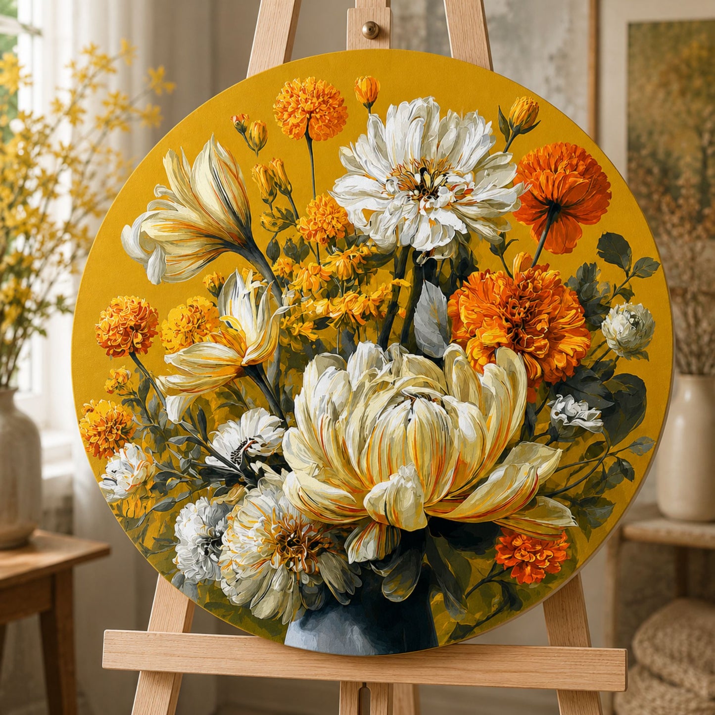 Okrągłe malowanie po numerach Ø45 cm Kwiaty. Słoneczny bukiet OR 2006