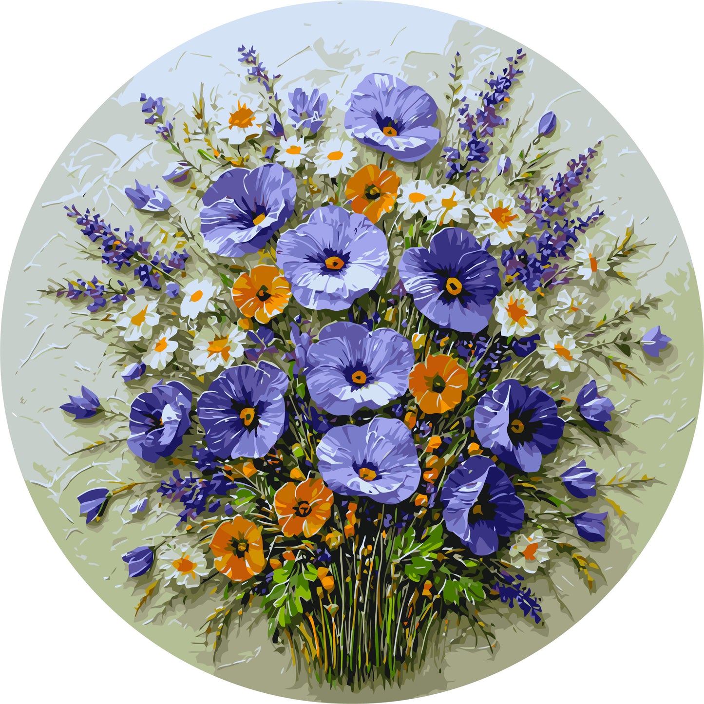 Okrągłe malowanie po numerach Ø45 cm Kwiaty. Letni bukiet OR 2011