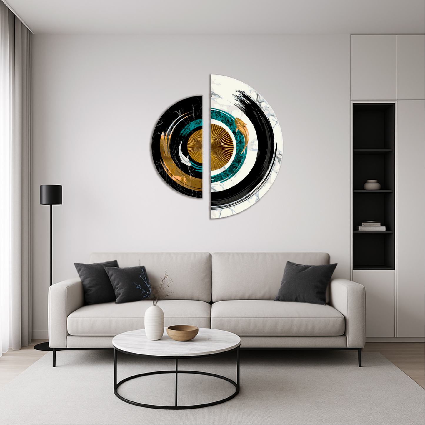 Paint by numbers on a 70*70 cm frame Balance of Opposites with Metallic Paints (semicircles) OSR 1001