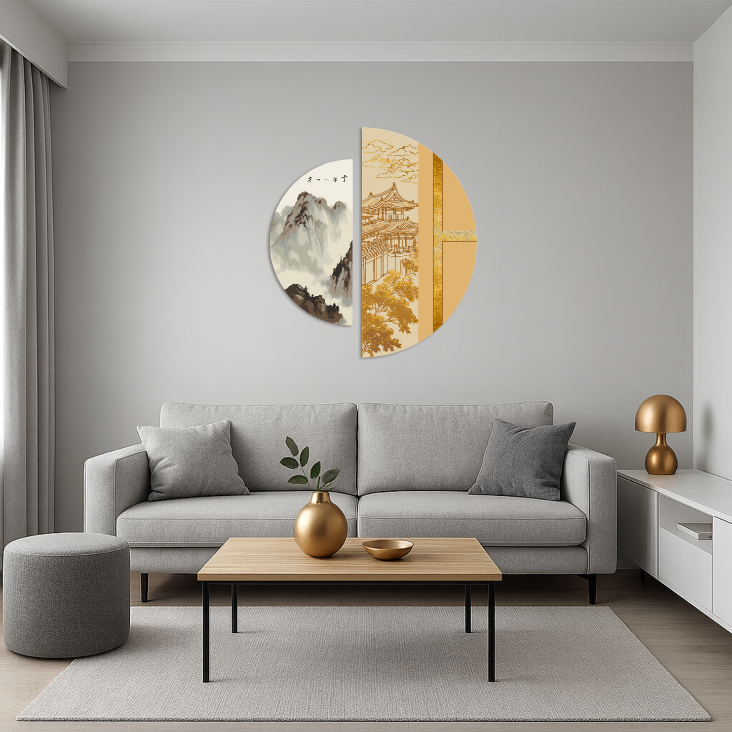 Paint by Numbers on a 70*70 cm frame Japanese Spirit with metallic colors (semicircles) OSR 1004