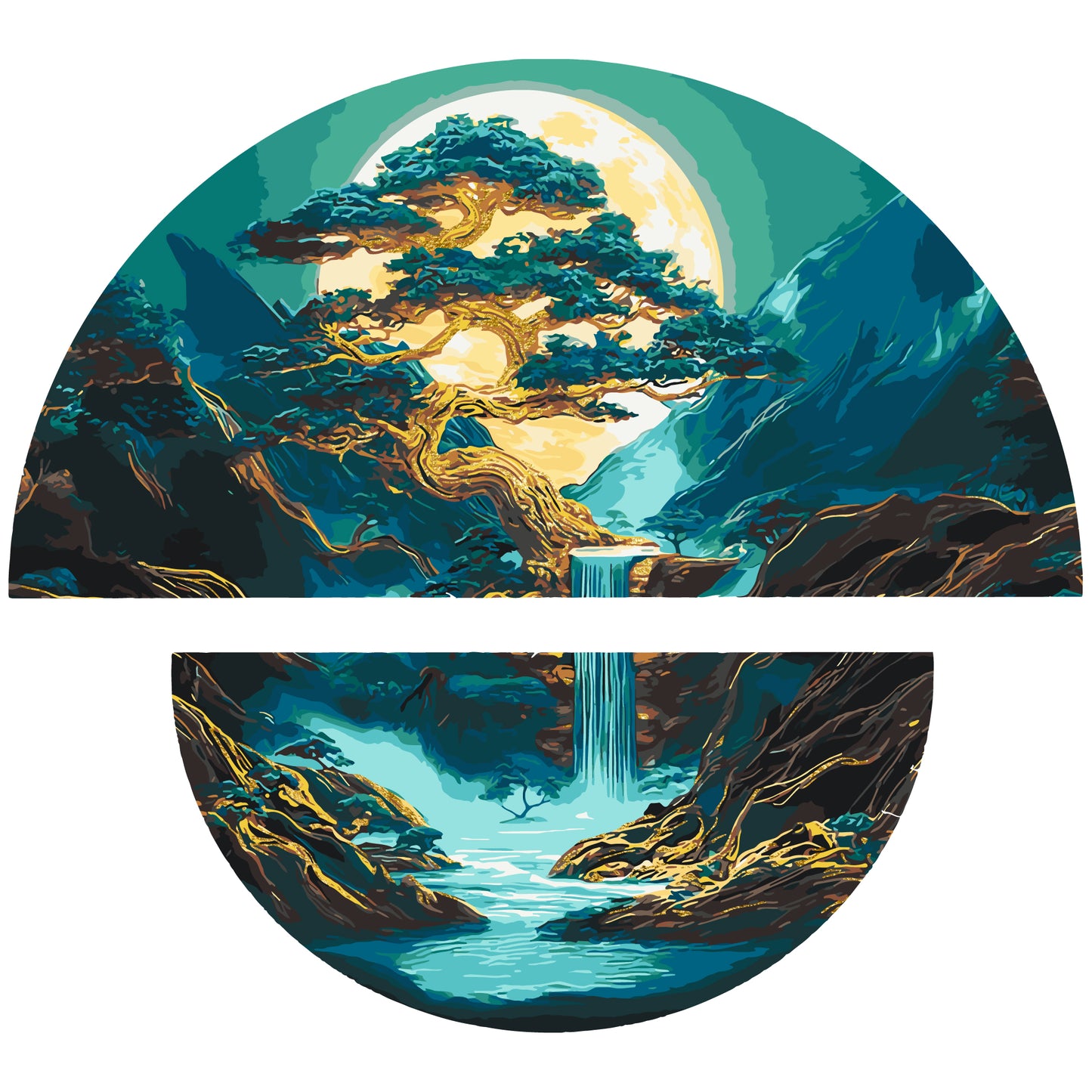 Paint by Numbers on a frame 70*70 cm Magic of the Night Land with Metallic Paints (semi-circles) OSR 1006